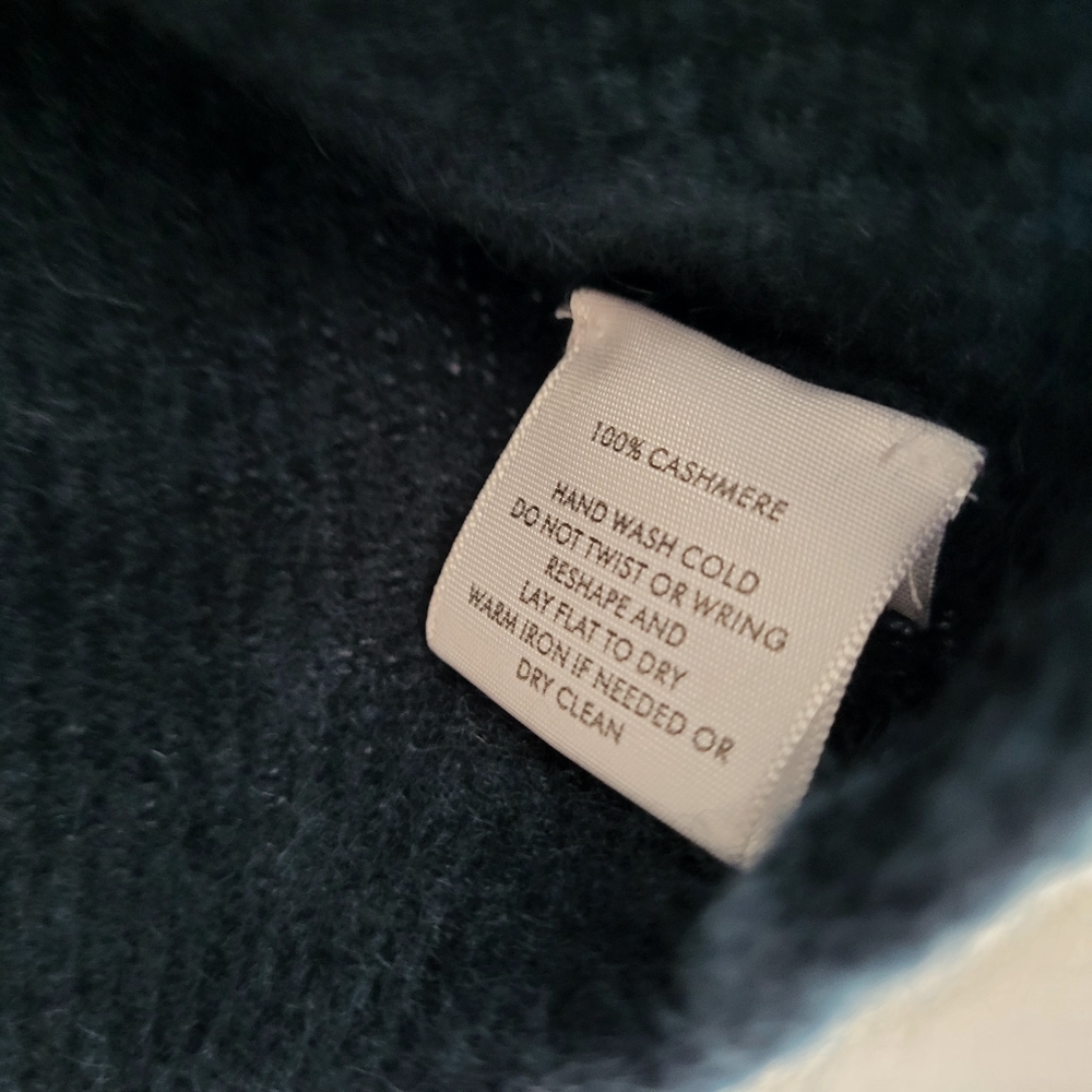 White + Warren Cashmere Square Neck Puff Sleeve Pullover Dark Ivy Size Small - Picture 4 of 6